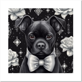 Black Staffy puppy Posters and Art